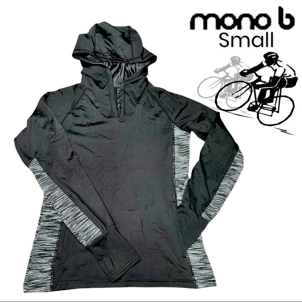 Mono B Black Athletic Pull Over Hoodie Size SM